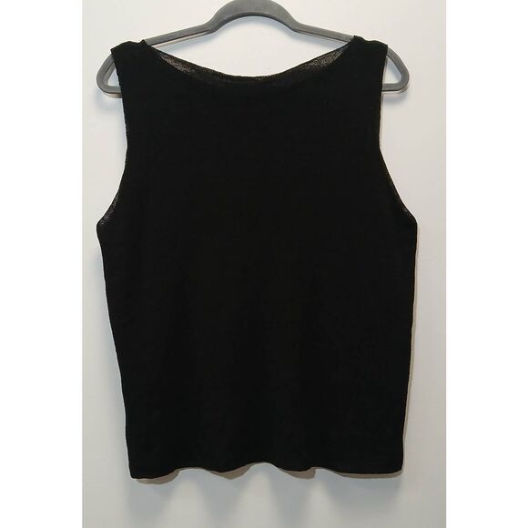 Eileen fisher womens xl linen knit tank shell top black boat neck shirt - Picture 7 of 9